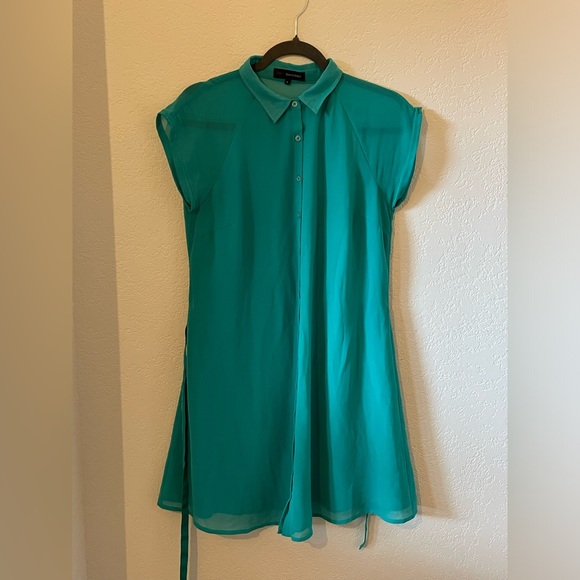 Jeanne Beker teal button up dress - Picture 2 of 3
